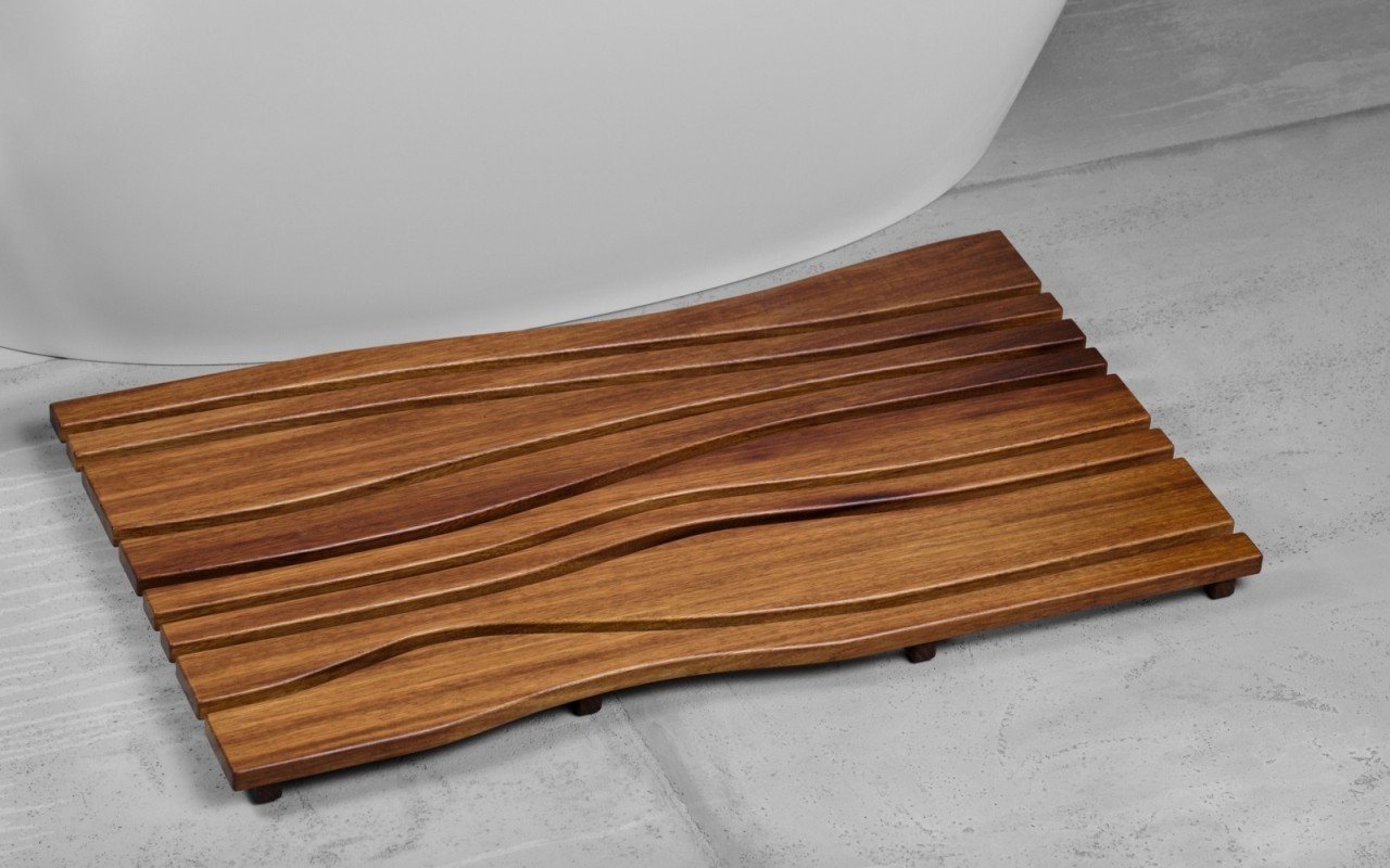 Aquatica Onde Waterproof Iroko Wood Bath Shower Floor Mat Buy Online
