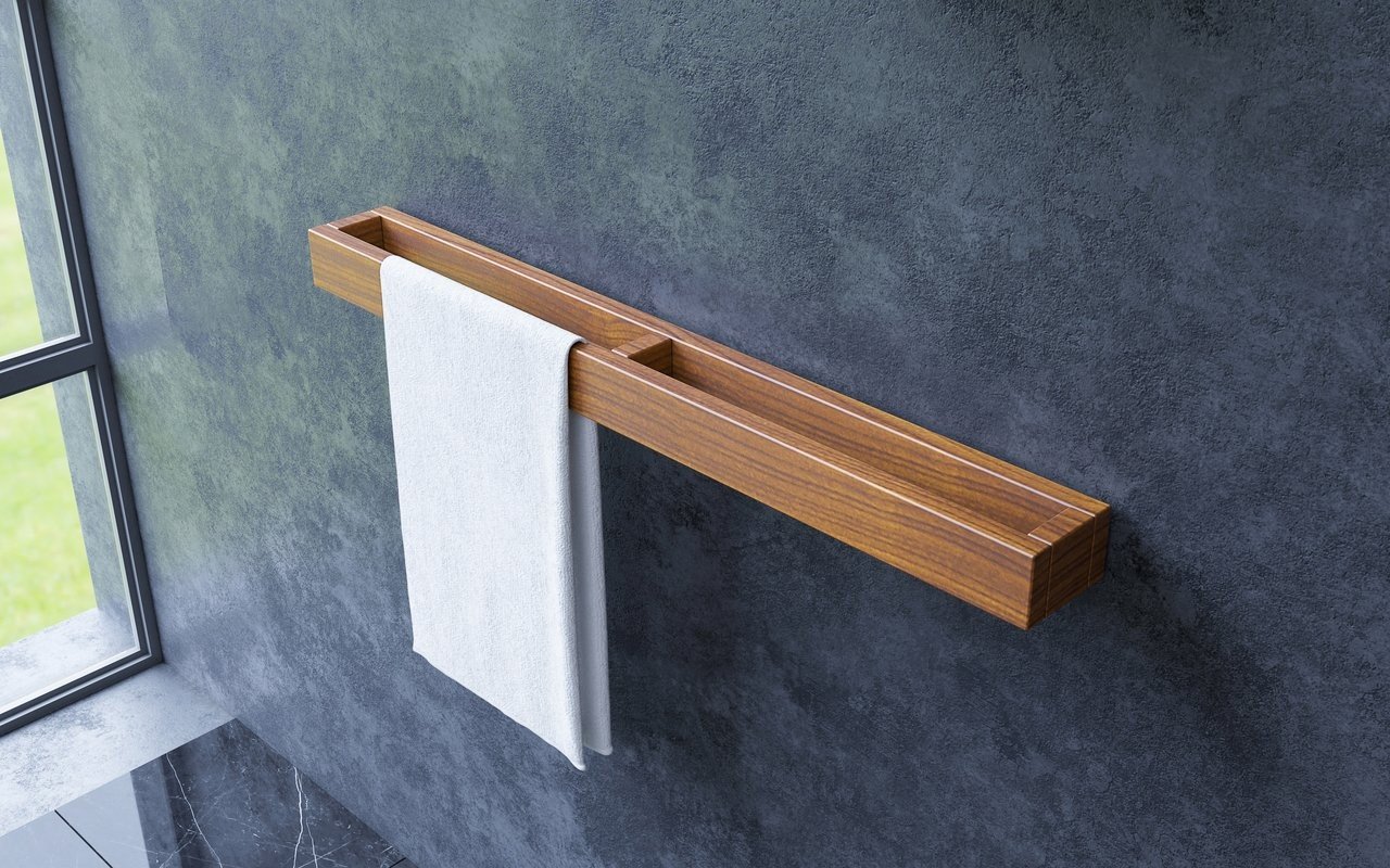 Aquatica Universal 32" Waterproof Wall Mounted Iroko Wood Towel Rack picture № 0